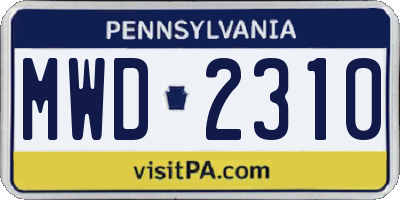 PA license plate MWD2310