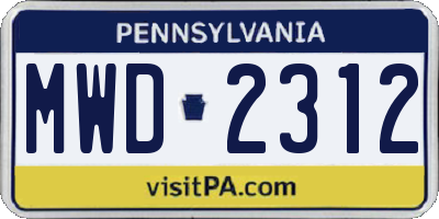 PA license plate MWD2312