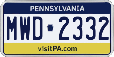PA license plate MWD2332
