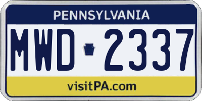 PA license plate MWD2337