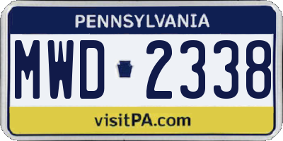 PA license plate MWD2338