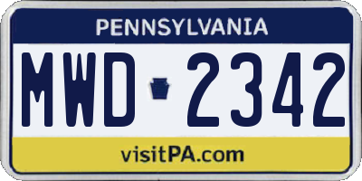 PA license plate MWD2342