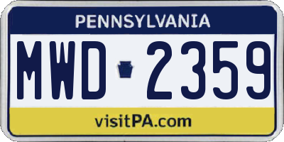 PA license plate MWD2359
