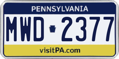 PA license plate MWD2377