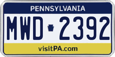 PA license plate MWD2392