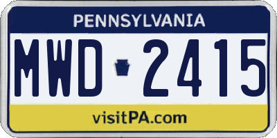 PA license plate MWD2415