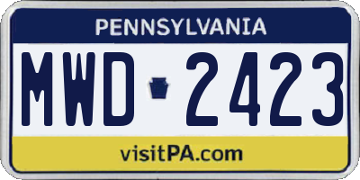 PA license plate MWD2423