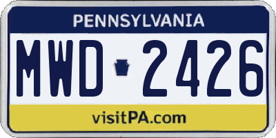 PA license plate MWD2426