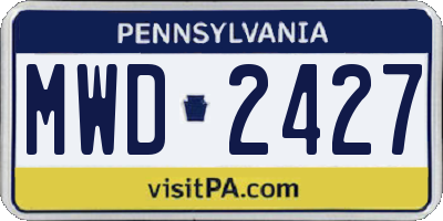 PA license plate MWD2427