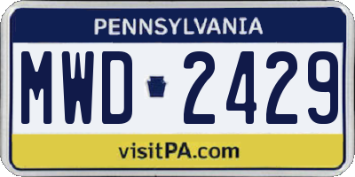 PA license plate MWD2429
