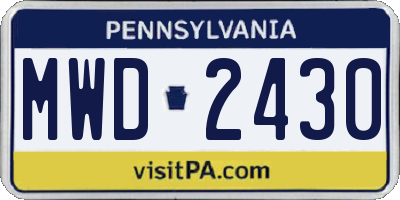 PA license plate MWD2430