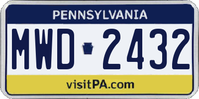 PA license plate MWD2432