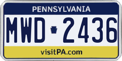 PA license plate MWD2436