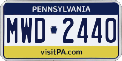 PA license plate MWD2440