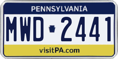 PA license plate MWD2441