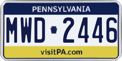 PA license plate MWD2446
