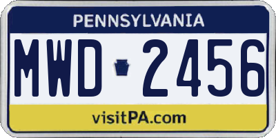 PA license plate MWD2456