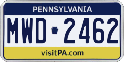 PA license plate MWD2462