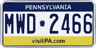 PA license plate MWD2466