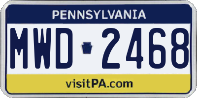 PA license plate MWD2468