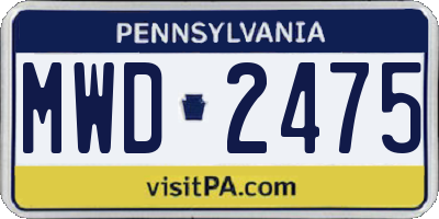 PA license plate MWD2475