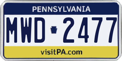 PA license plate MWD2477