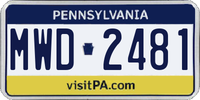 PA license plate MWD2481