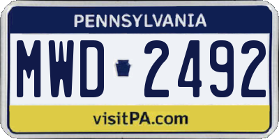PA license plate MWD2492