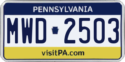 PA license plate MWD2503