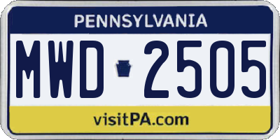 PA license plate MWD2505