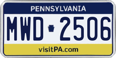 PA license plate MWD2506