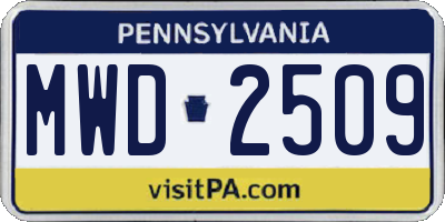 PA license plate MWD2509