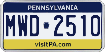PA license plate MWD2510