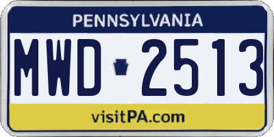 PA license plate MWD2513