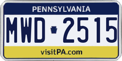 PA license plate MWD2515
