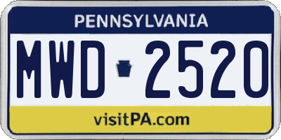 PA license plate MWD2520