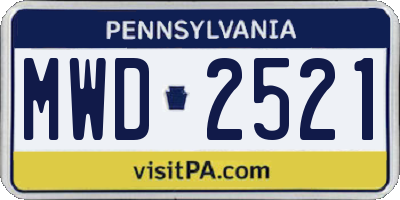 PA license plate MWD2521