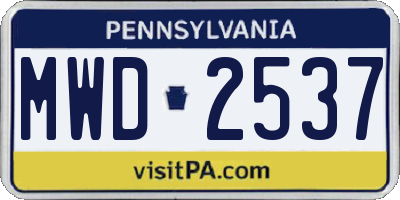 PA license plate MWD2537