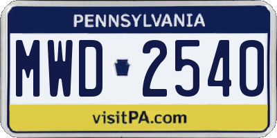 PA license plate MWD2540