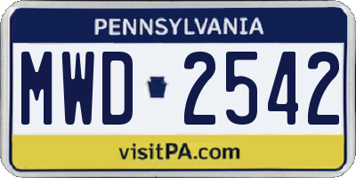 PA license plate MWD2542