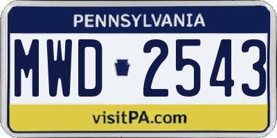 PA license plate MWD2543