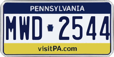 PA license plate MWD2544