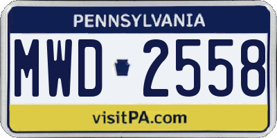 PA license plate MWD2558