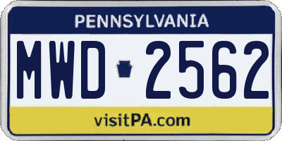 PA license plate MWD2562
