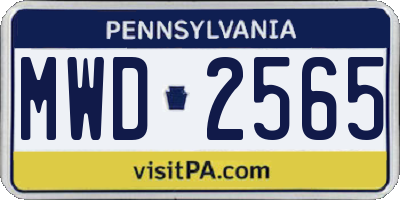 PA license plate MWD2565