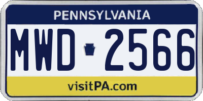 PA license plate MWD2566