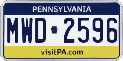 PA license plate MWD2596