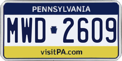 PA license plate MWD2609