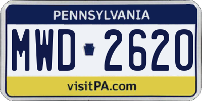 PA license plate MWD2620