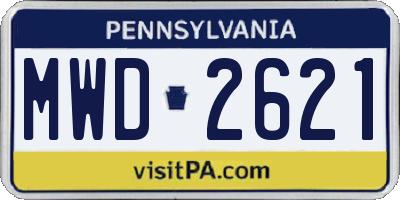 PA license plate MWD2621